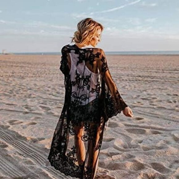 Floral Applique Sheer Duster - Picture 10 of 10